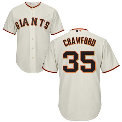 Giants #35 Brandon Crawford Cream Cool Base Stitched Youth MLB Jersey - Click Image to Close